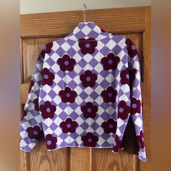 Anthropologie Maeve Burgundy and Lavender Knit - Picture 5 of 5